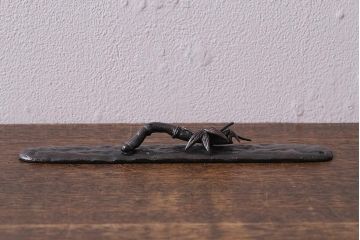 アンティーク雑貨　共箱付き　書道具　宝玉作　蝋型鋳銅　竹　文鎮(R-041339)