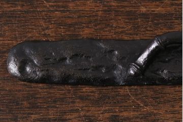 アンティーク雑貨　共箱付き　書道具　宝玉作　蝋型鋳銅　竹　文鎮(R-041339)