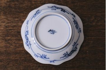 アンティーク雑貨　古民具・骨董　江戸明治期　伊万里焼　染付魚文　小皿2枚(R-041340)