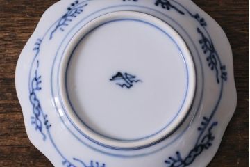 アンティーク雑貨　古民具・骨董　江戸明治期　伊万里焼　染付魚文　小皿2枚(R-041340)