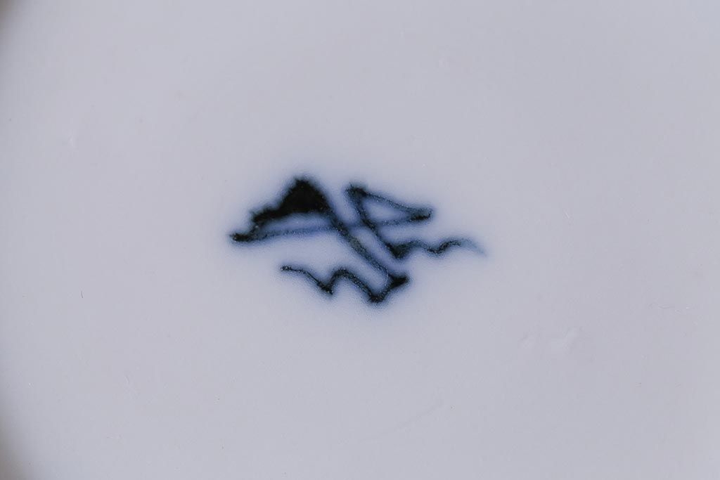 アンティーク雑貨　古民具・骨董　江戸明治期　伊万里焼　染付魚文　小皿2枚(R-041340)