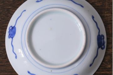 アンティーク雑貨　骨董　幕末明治　伊万里焼　五三桐文　染付小皿4枚セット(和食器)(R-041342)