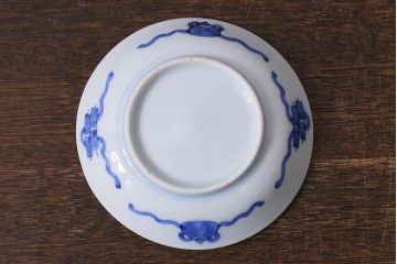 アンティーク雑貨　骨董　幕末明治　伊万里焼　五三桐文　染付小皿4枚セット(和食器)(R-041343)