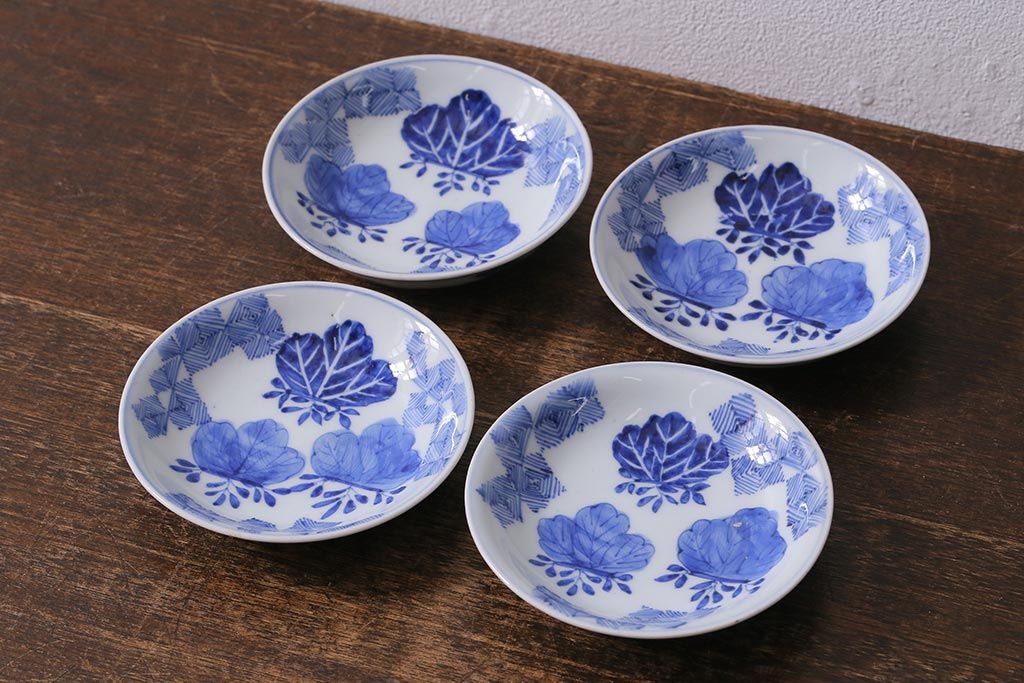 「幕末〜明治期」の【古伊万里 ５寸皿】5枚セット　※アンティーク　骨董品 古伊万里 皿 五枚 幕末〜明治 骨董品 古伊万里 皿 五枚 幕末