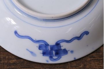 アンティーク雑貨　骨董　幕末明治　伊万里焼　五三桐文　染付小皿4枚セット(和食器)(R-041346)
