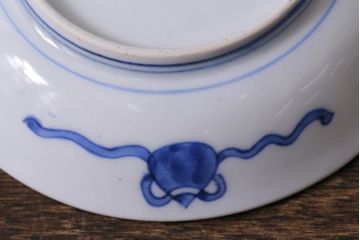 アンティーク雑貨　骨董　幕末明治　伊万里焼　五三桐文　染付小皿4枚セット(和食器)(R-041346)