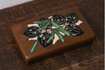 アンティーク雑貨　昭和初期　銅製　七宝焼き小箱(小物入れ)(R-041351)