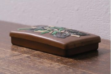 アンティーク雑貨　昭和初期　銅製　七宝焼き小箱(小物入れ)(R-041351)