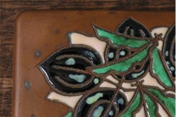 アンティーク雑貨　昭和初期　銅製　七宝焼き小箱(小物入れ)(R-041351)