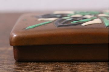 アンティーク雑貨　昭和初期　銅製　七宝焼き小箱(小物入れ)(R-041351)
