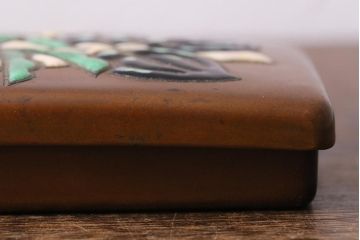 アンティーク雑貨　昭和初期　銅製　七宝焼き小箱(小物入れ)(R-041351)