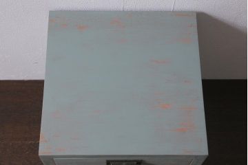 ラフジュ工房オリジナル　古金具リメイク　前板栗材　ヒノキ材　シャビーなペイント小引き出し(小物収納)(R-041355)