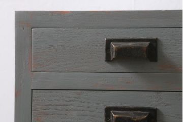 ラフジュ工房オリジナル　古金具リメイク　前板栗材　ヒノキ材　シャビーなペイント小引き出し(小物収納)(R-041355)