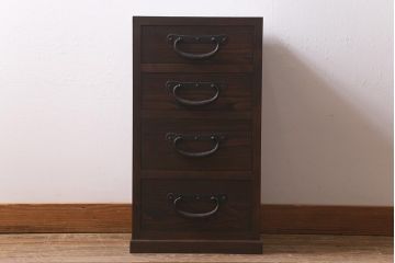 ラフジュ工房オリジナル　古金具リメイク　前板栗材　ヒノキ材　サイドチェストにも使える便利な小引き出し(小物収納、サイドチェスト)(R-041356)