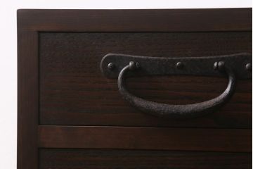 ラフジュ工房オリジナル　古金具リメイク　前板栗材　ヒノキ材　サイドチェストにも使える便利な小引き出し(小物収納、サイドチェスト)(R-041356)