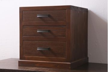 ラフジュ工房オリジナル　古金具リメイク　前板栗材　ヒノキ材　昭和レトロな小引き出し(小物収納)(R-041358)