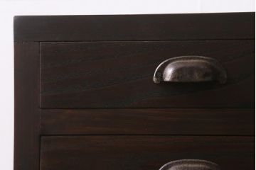 カタログ掲載品　ラフジュ工房オリジナル　古金具リメイク　前板栗材　ヒノキ材　味のある引手の小引き出し(小物収納)(R-041361)