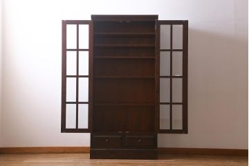 中古　北海道民芸家具　HM114K　洗練された印象の本箱(ブックケース、キャビネット、飾り棚)(定価約25万7千円)(R-041363)