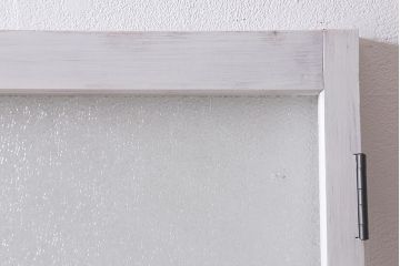 レトロ建具　ダイヤガラス・当店オリジナルガラス入り　ホワイトペイントが爽やかな木製ドア(扉、開き戸、建具)(R-041366)