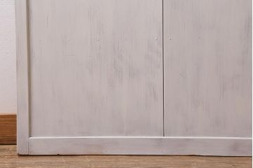 レトロ建具　ダイヤガラス・当店オリジナルガラス入り　ホワイトペイントが爽やかな木製ドア(扉、開き戸、建具)(R-041366)