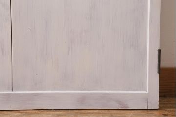 レトロ建具　ダイヤガラス・当店オリジナルガラス入り　ホワイトペイントが爽やかな木製ドア(扉、開き戸、建具)(R-041366)