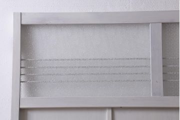 レトロ建具　ダイヤガラス・当店オリジナルガラス入り　ホワイトペイントが爽やかな木製ドア(扉、開き戸、建具)(R-041366)