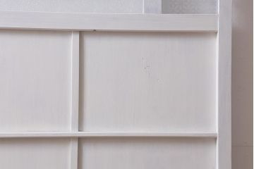 レトロ建具　ダイヤガラス・当店オリジナルガラス入り　ホワイトペイントが爽やかな木製ドア(扉、開き戸、建具)(R-041366)