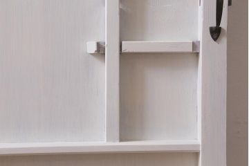 レトロ建具　ダイヤガラス・当店オリジナルガラス入り　ホワイトペイントが爽やかな木製ドア(扉、開き戸、建具)(R-041366)