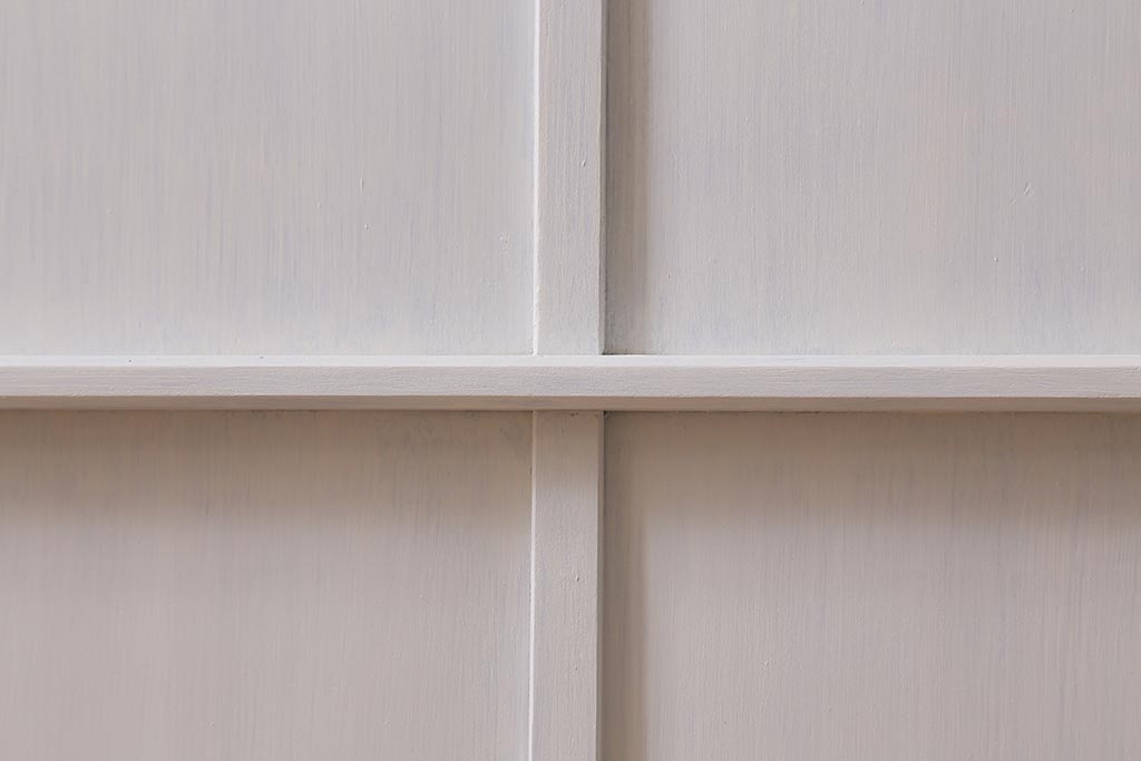 レトロ建具　ダイヤガラス・当店オリジナルガラス入り　ホワイトペイントが爽やかな木製ドア(扉、開き戸、建具)(R-041366)