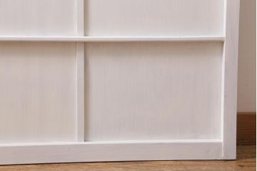 レトロ建具　ダイヤガラス・当店オリジナルガラス入り　ホワイトペイントが爽やかな木製ドア(扉、開き戸、建具)(R-041366)