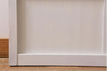 レトロ建具　ダイヤガラス・当店オリジナルガラス入り　ホワイトペイントが爽やかな木製ドア(扉、開き戸、建具)(R-041366)