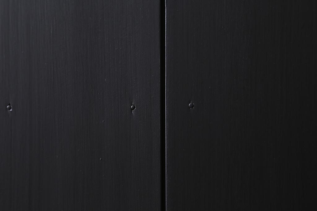 アンティーク建具　ダイヤガラス・当店オリジナルガラス入り　ブラックペイントがシックな木製ドア(扉、開き戸、建具)(R-041367)