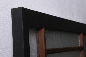 アンティーク建具　ダイヤガラス・当店オリジナルガラス入り　ブラックペイントがシックな木製ドア(扉、開き戸、建具)(R-041367)