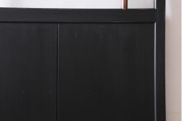 アンティーク建具　ダイヤガラス・当店オリジナルガラス入り　ブラックペイントがシックな木製ドア(扉、開き戸、建具)(R-041367)