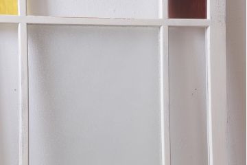 レトロ建具　ダイヤガラスと色ガラスがおしゃれなペイントドア(木製扉、開き戸、建具)(R-041368)