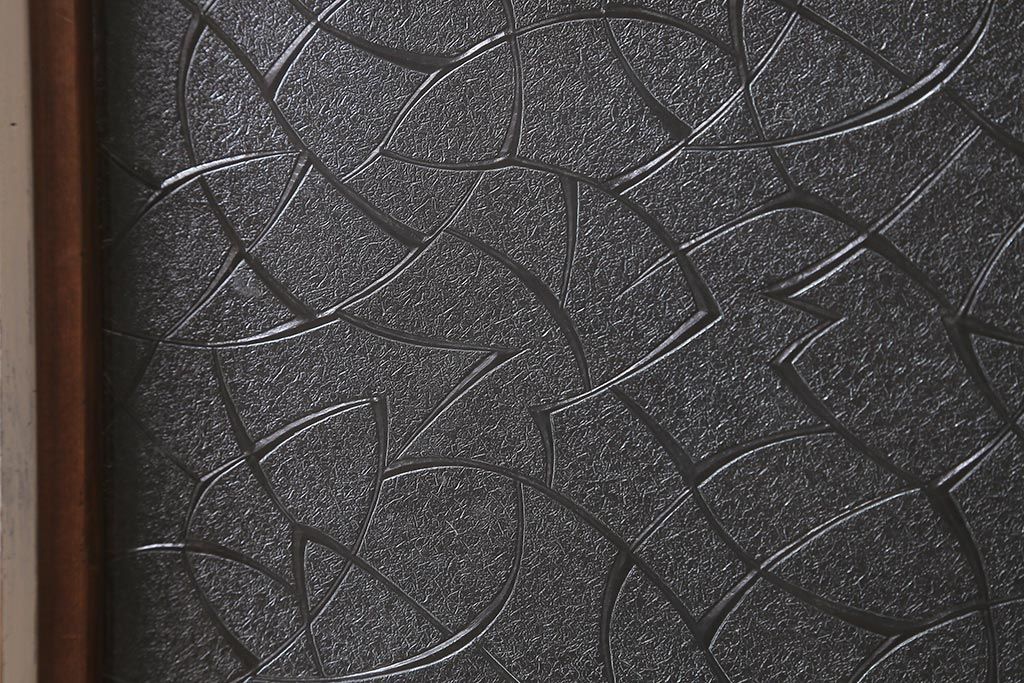 和製アンティーク建具　昭和初期　ペイント　デザインが可愛いレトロな扉(ガラス扉、ドア、開き戸)(R-041369)