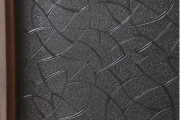 和製アンティーク建具　昭和初期　ペイント　デザインが可愛いレトロな扉(ガラス扉、ドア、開き戸)(R-041369)