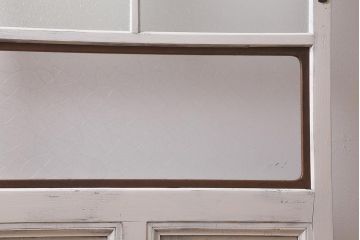和製アンティーク建具　昭和初期　ペイント　デザインが可愛いレトロな扉(ガラス扉、ドア、開き戸)(R-041369)