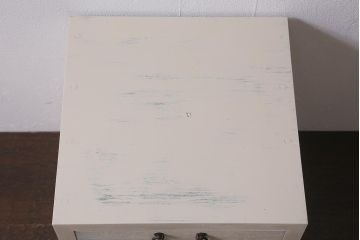 ラフジュ工房オリジナル　古金具リメイク　前板栗材　ヒノキ材　フレンチシャビーに合うペイント小引き出し(小物収納)(R-041370)