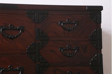 中古　伝統民芸　岩谷堂箪笥　威厳と気品が漂う衣装箪笥(整理箪笥、チェスト、引き出し)(R-041373)