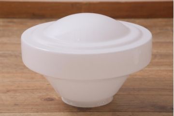 アンティーク照明　大振りサイズ　レトロな乳白色のガラスシェード照明(吊り下げ照明、天井照明)(R-041376)