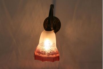 アンティーク照明　フランスアンティーク　エッチングガラスがおしゃれなウォールランプ(壁掛け照明、壁付け照明)(R-041377)