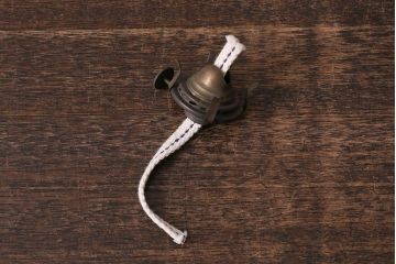 アンティーク雑貨　昭和レトロ　平芯3分芯　箱付き　ブルーのガラスが素敵なオイルランプ(照明、灯油ランプ)(R-041383)