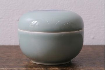 アンティーク雑貨　昭和初期　オールド深川　富士の図　蓋物小物入れ(R-041386)