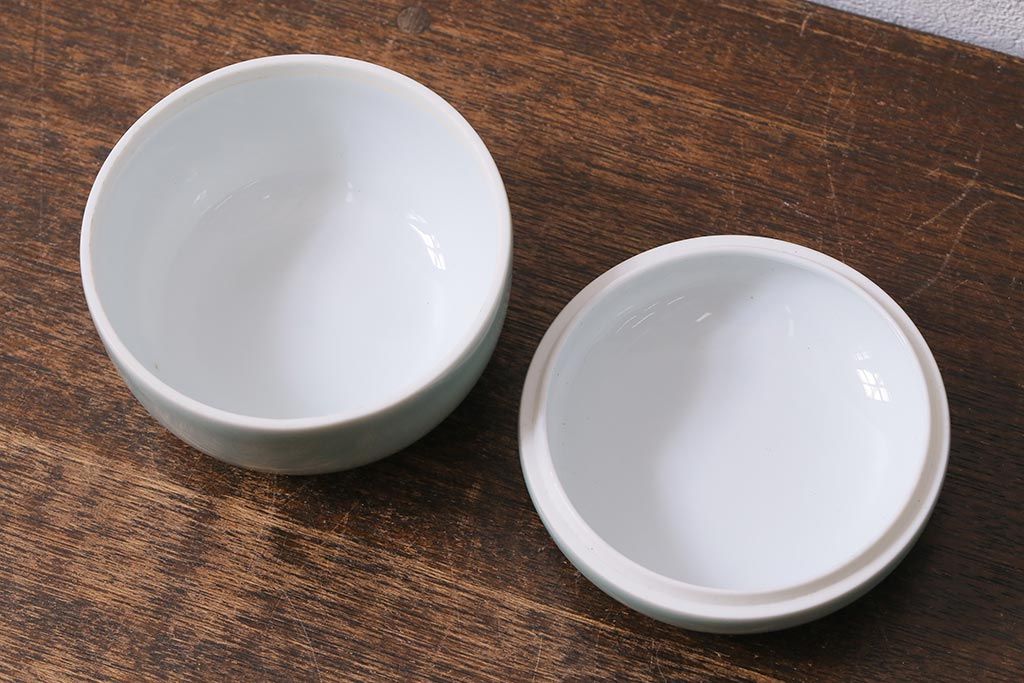 アンティーク雑貨　昭和初期　オールド深川　富士の図　蓋物小物入れ(R-041386)