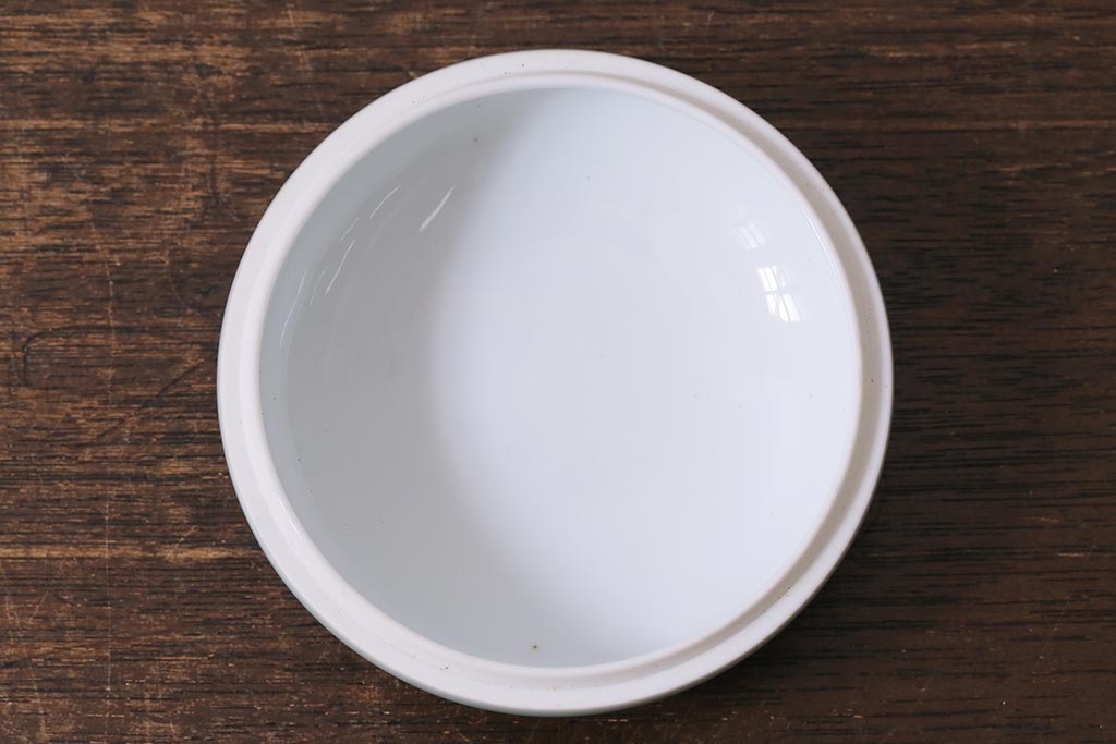 アンティーク雑貨　昭和初期　オールド深川　富士の図　蓋物小物入れ(R-041386)