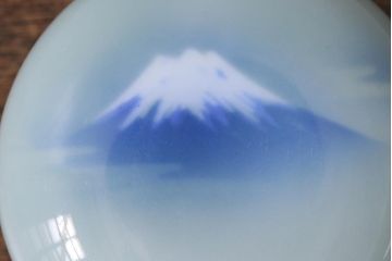 アンティーク雑貨　昭和初期　オールド深川　富士の図　蓋物小物入れ(R-041386)