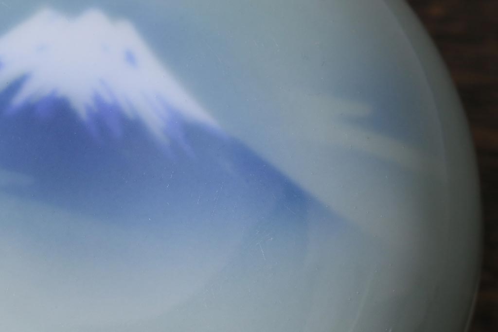 アンティーク雑貨　昭和初期　オールド深川　富士の図　蓋物小物入れ(R-041386)