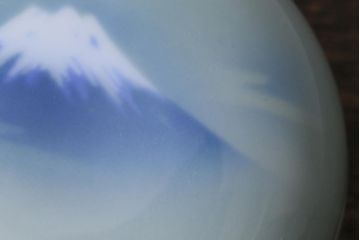 アンティーク雑貨　昭和初期　オールド深川　富士の図　蓋物小物入れ(R-041386)
