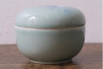 アンティーク雑貨　昭和初期　オールド深川　富士の図　蓋物小物入れ(R-041386)